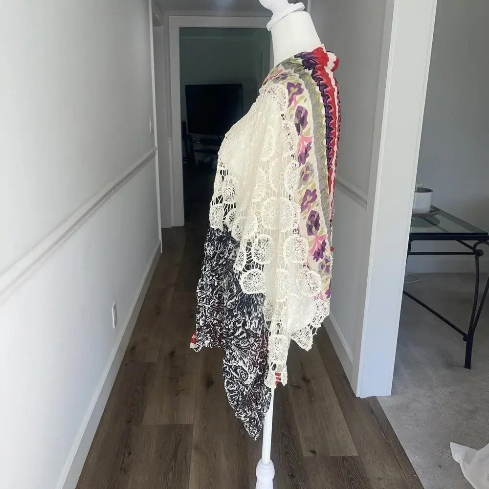 Anthropologie Vismaya Patchwork Crochet Infinity Scarf Boho Artsy 25